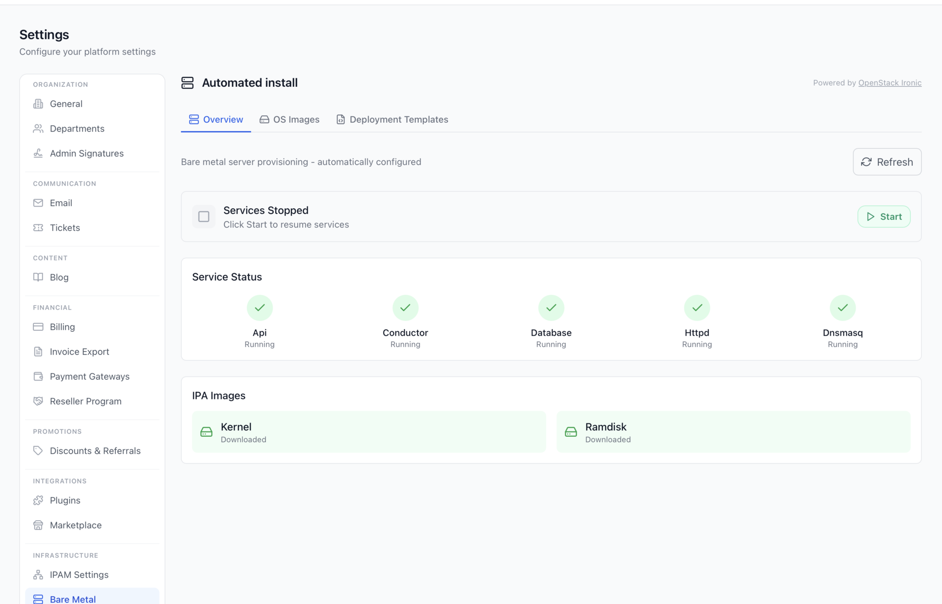 FluxBilling automated OS install configuration — image library, cloud-init, kickstart